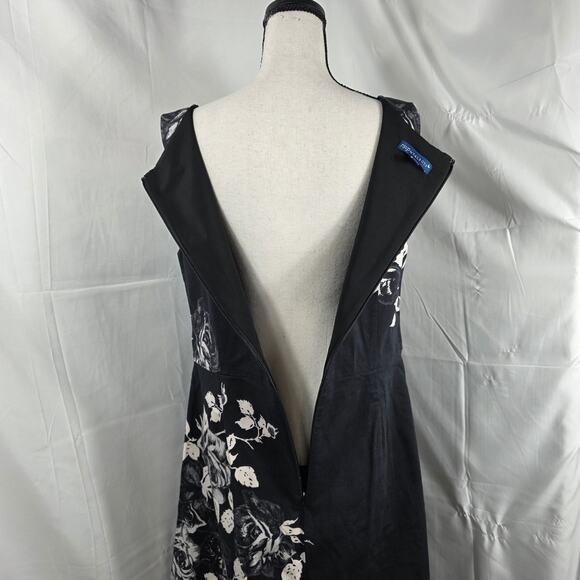 Talbots RSVP Dress Women 12 Black White Floral A-Line Sleeveless Cotton Blend - Picture 7 of 12